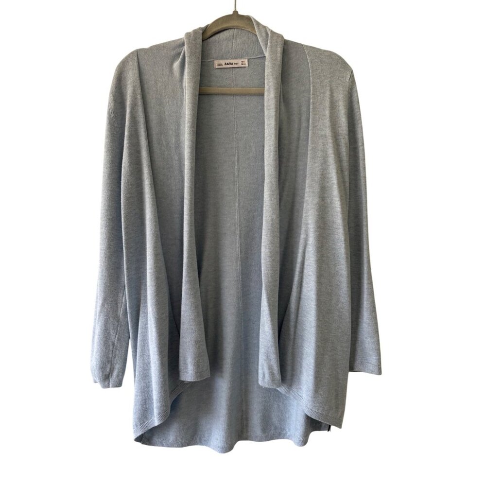 Zara Knit Open Front Cardigan Light blue L Womens Soft And Cozy